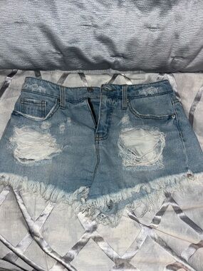 wild fable Light Blue Distressed Frayed Denim Shorts